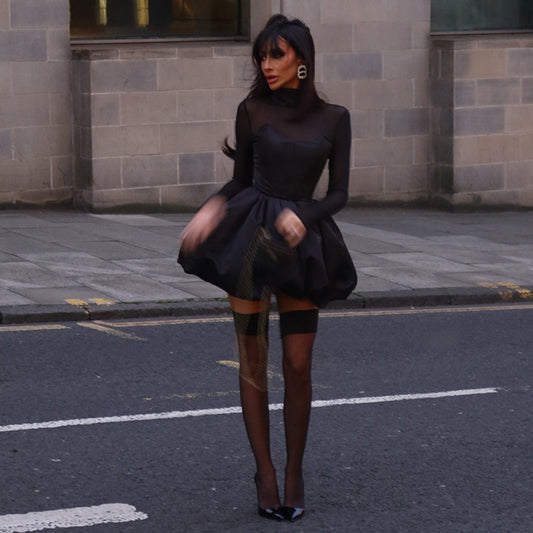 Socialite Style Elegant Slim-fit Bubble Hem Dress