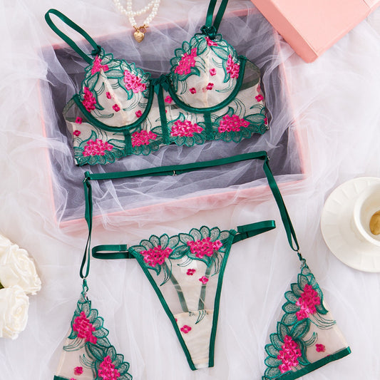 See-through sexy lingerie set from M Chic Boutique, featuring delicate lace and sheer fabric, designed as intimate apparel.