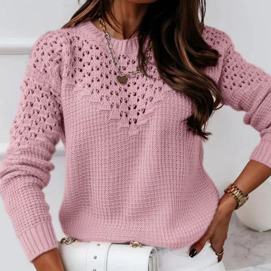 Jacquard Hollow Out Elegant Sweater