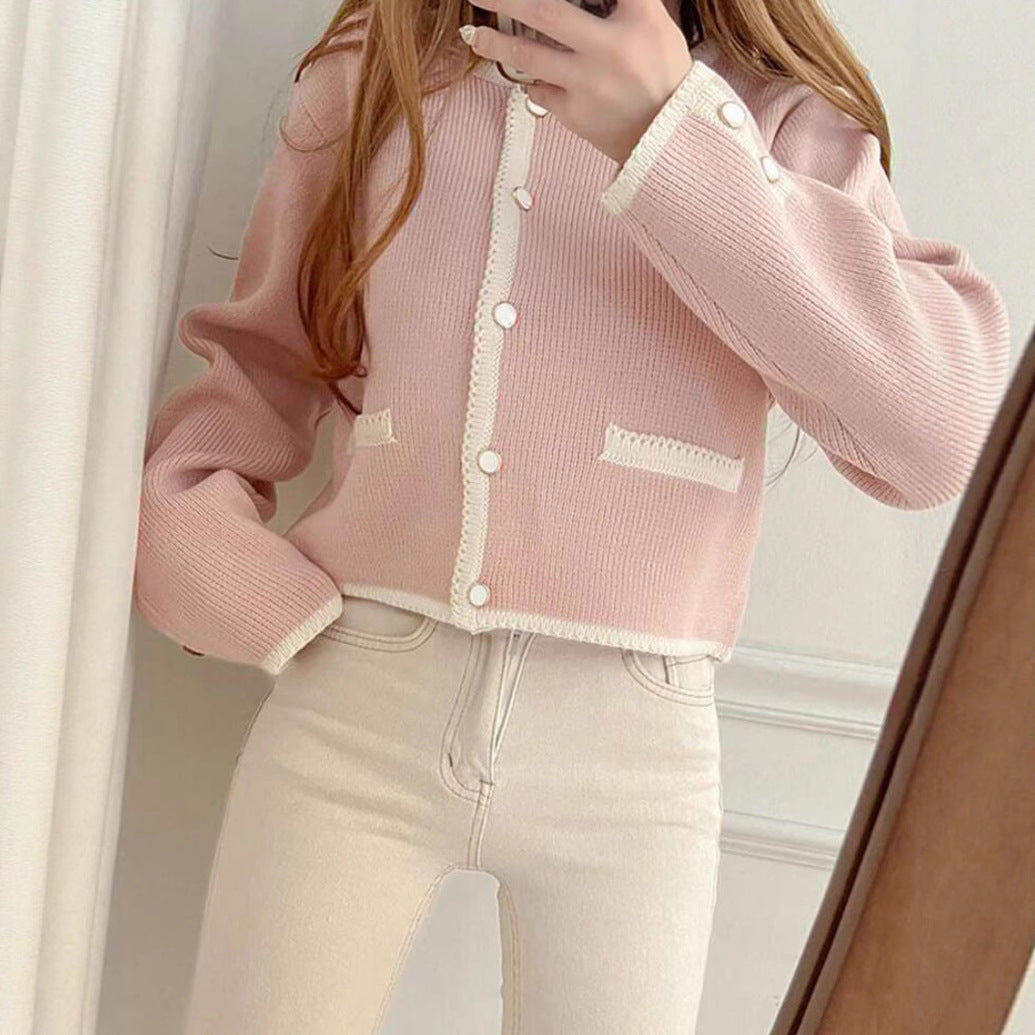 Single-breasted knitted cardigan coat in soft fabric, featuring a relaxed fit and elegant design by M Chic Boutique.