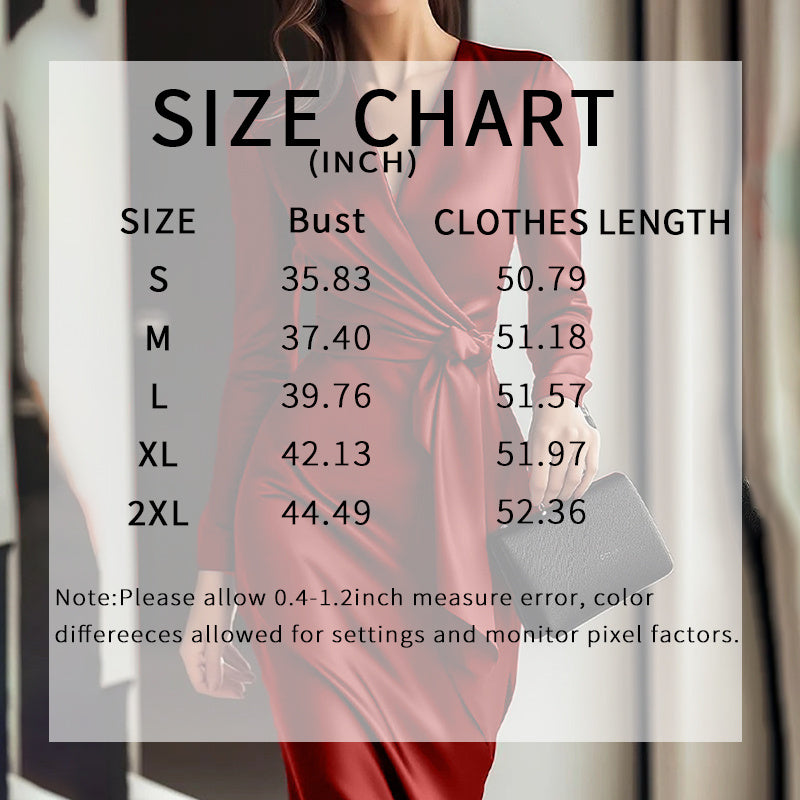 Satin Midi Dress Elegant V-Neck