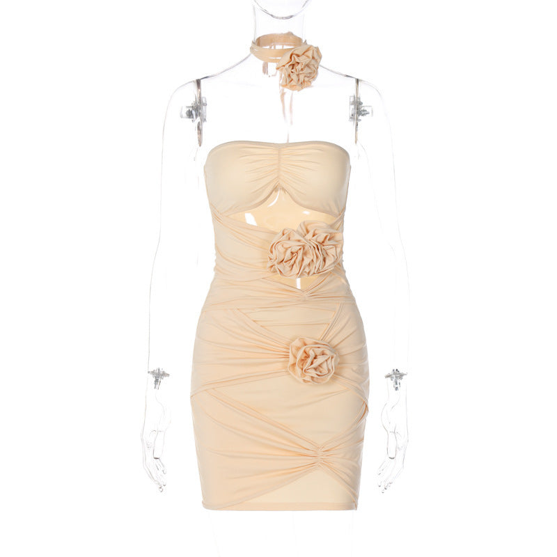 Flower Design Short Dress