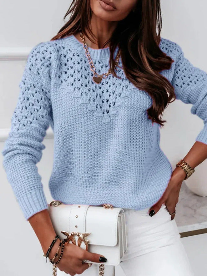 Jacquard Hollow Out Elegant Sweater