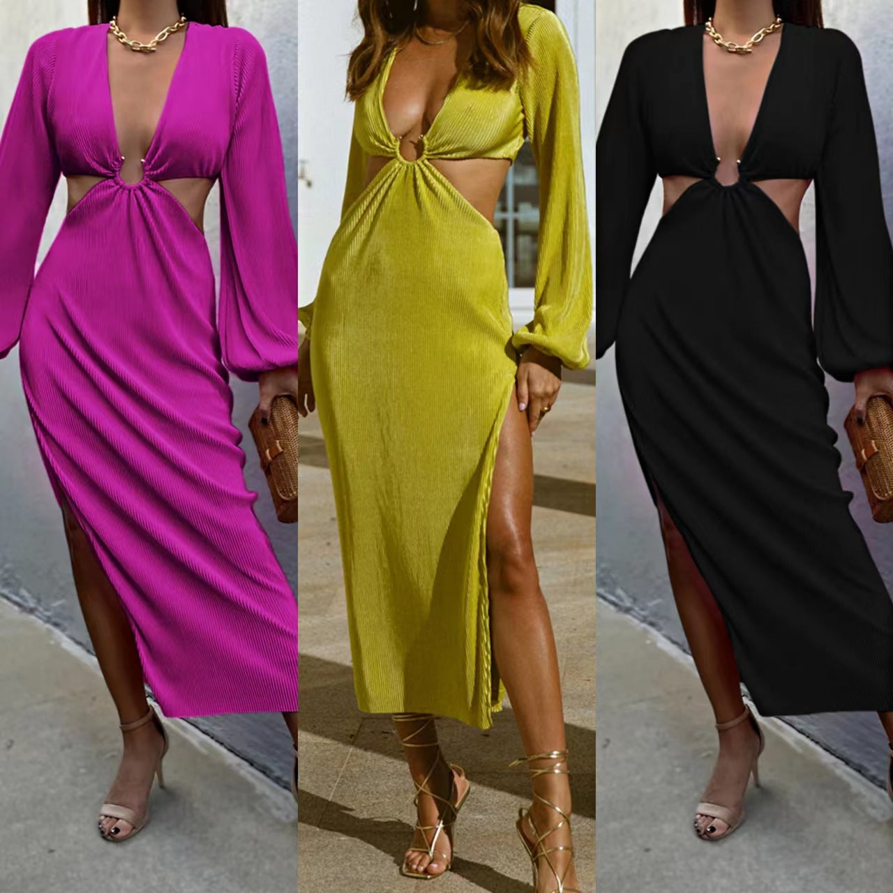 Fashion Pressed Pleated Waistless Dress