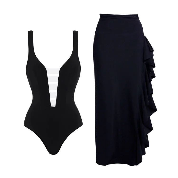 V-neckOne-piece Swimsuit