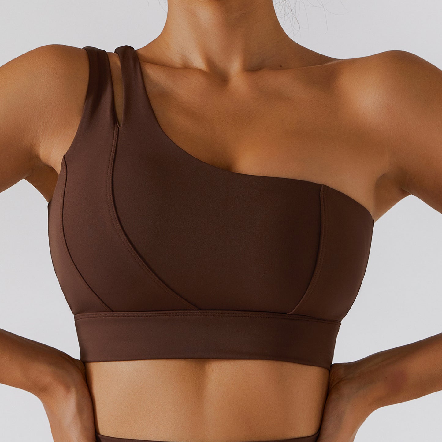 Ribbed one-shoulder gym set by M Chic Boutique, activewear with fitted ribbed fabric and stylish one-shoulder design.