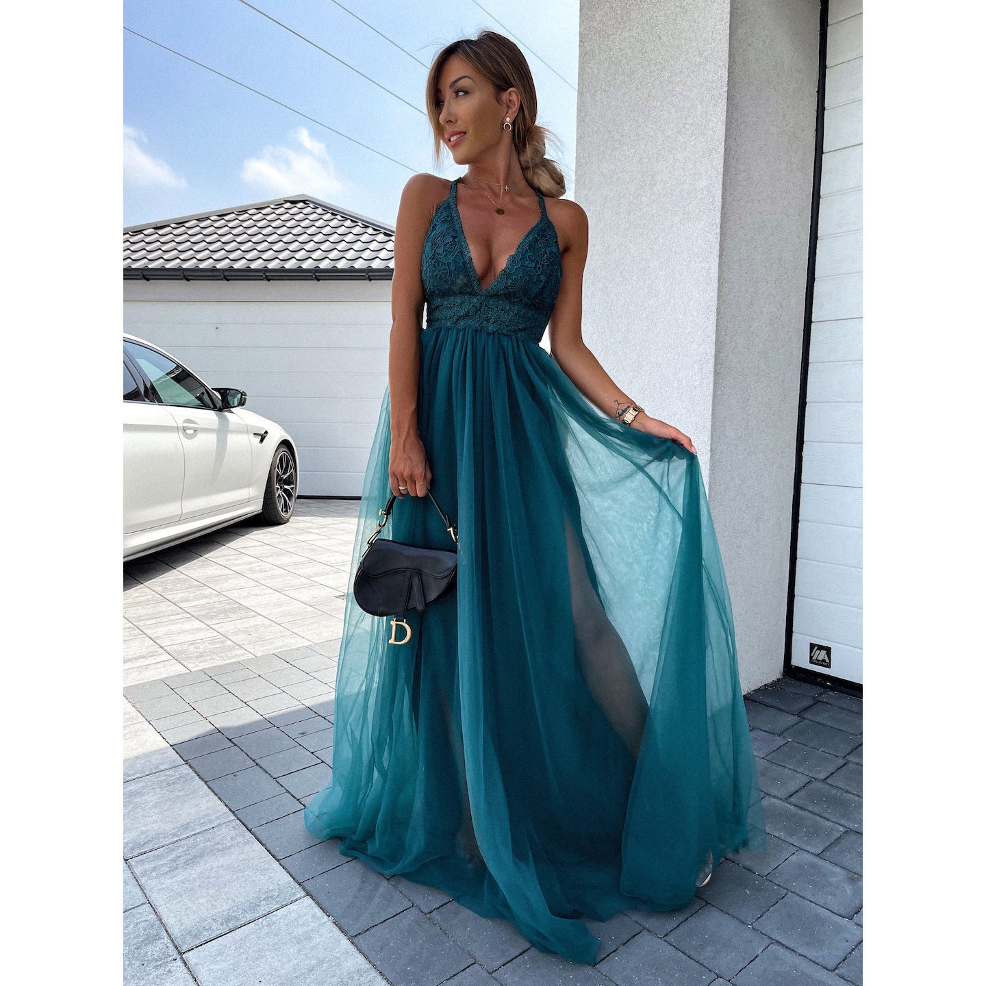 Sleeveless V-neck Dress