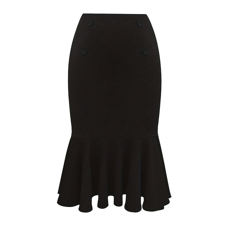 Plus size slimming mermaid midi skirt in elegant fabric, featuring a fitted waist and flared hem from M Chic Boutique.