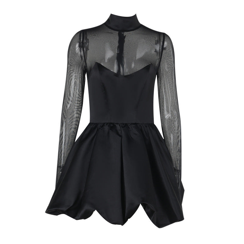 Socialite Style Elegant Slim-fit Bubble Hem Dress
