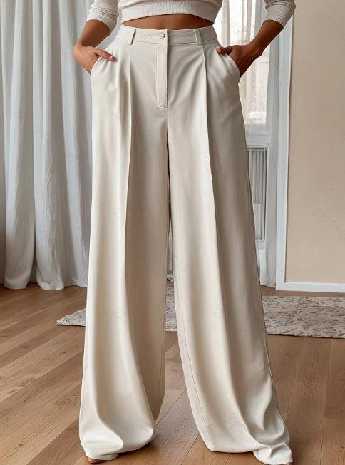 Plus Size High Waist Straight Leg Trousers - Elegant