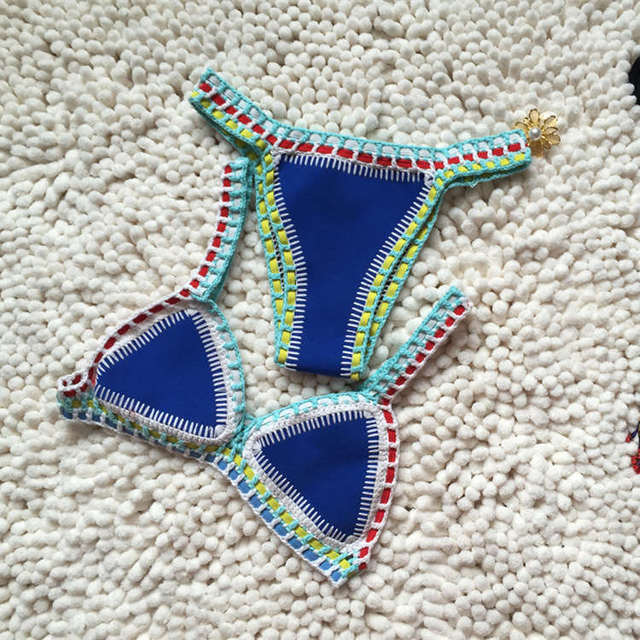 Woven bikini set swim suit by M Chic Boutique featuring a stylish, colorful design and adjustable straps.