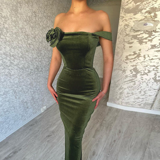 Off-shoulder Flower Dress