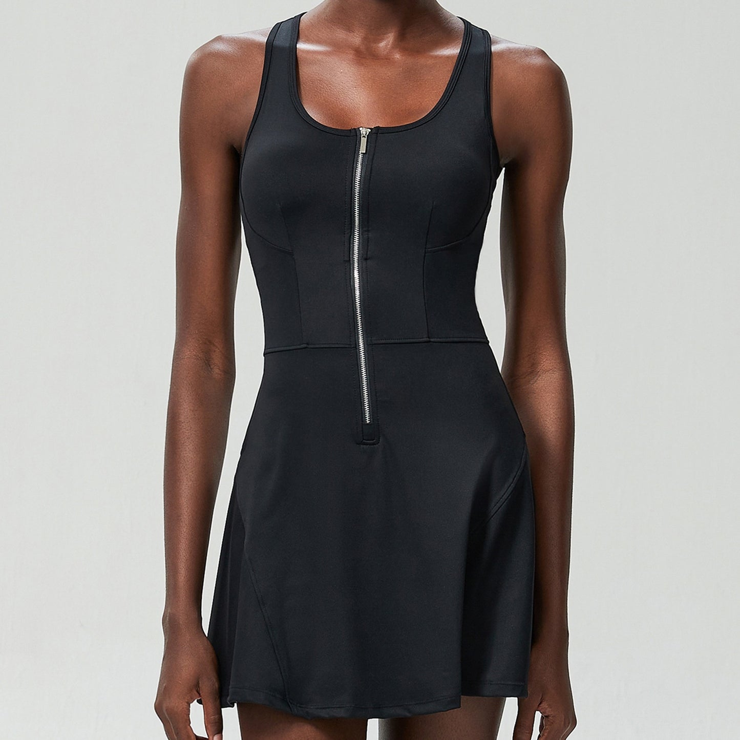 M Chic Boutique zipper tennis skirt dress, activewear with a fitted design, featuring a front zipper and athletic style.