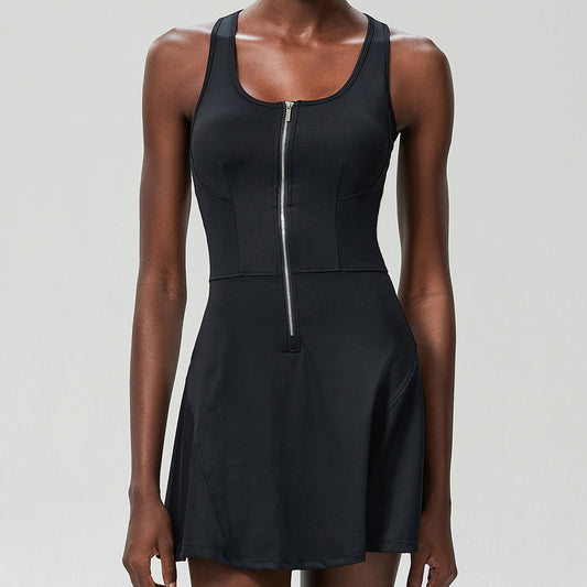M Chic Boutique zipper tennis skirt dress, activewear with a fitted design, featuring a front zipper and athletic style.