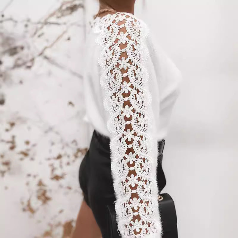 Stitching Sleeve Elegamt Knitted Sweater