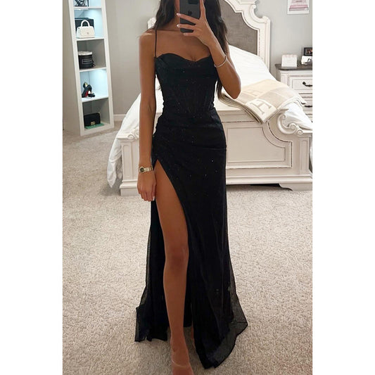 V-neck Long Dress