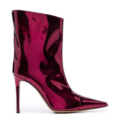 Pointed High Heel Short Leather Boot