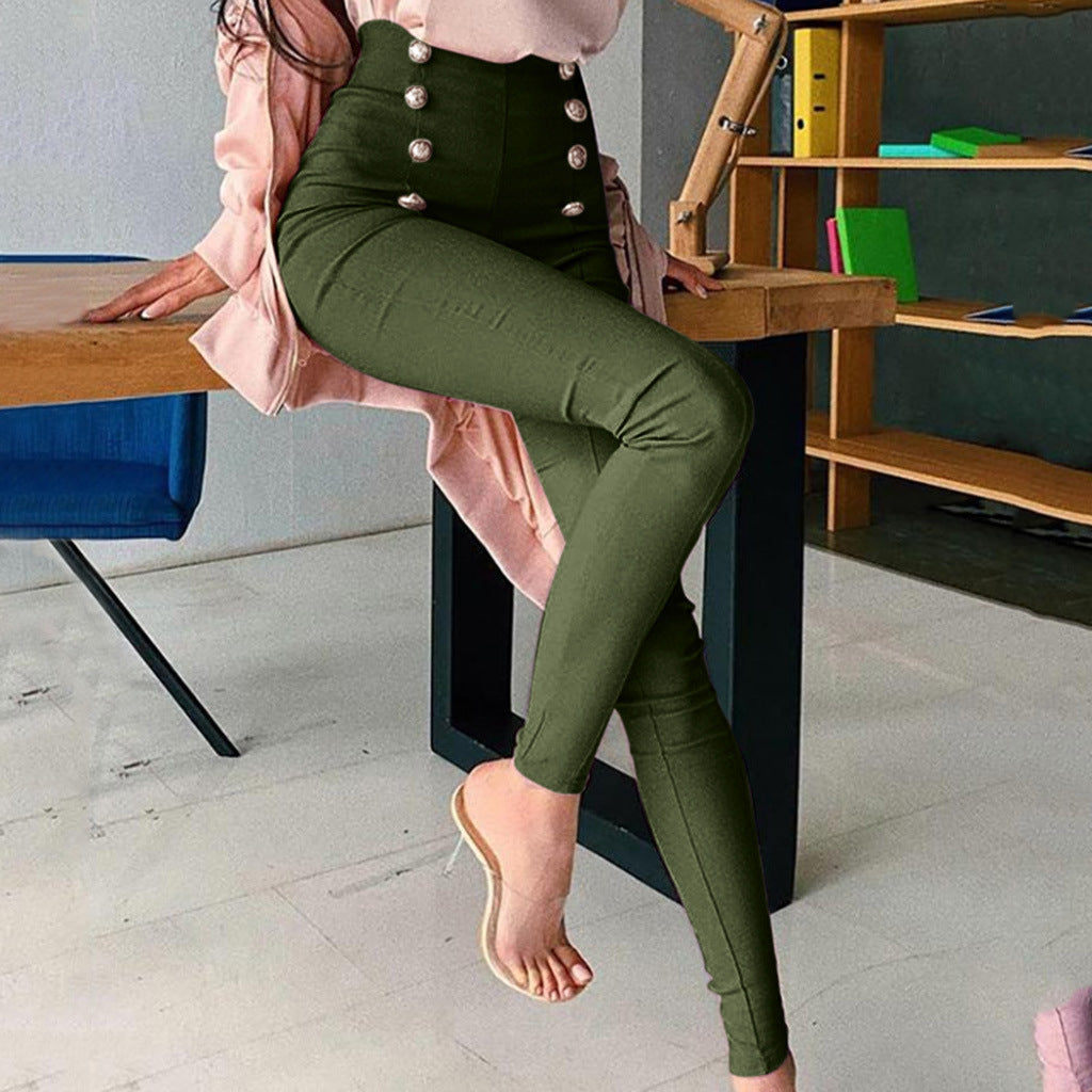 High-Waisted Pants with Buttons - M Chic Boutique