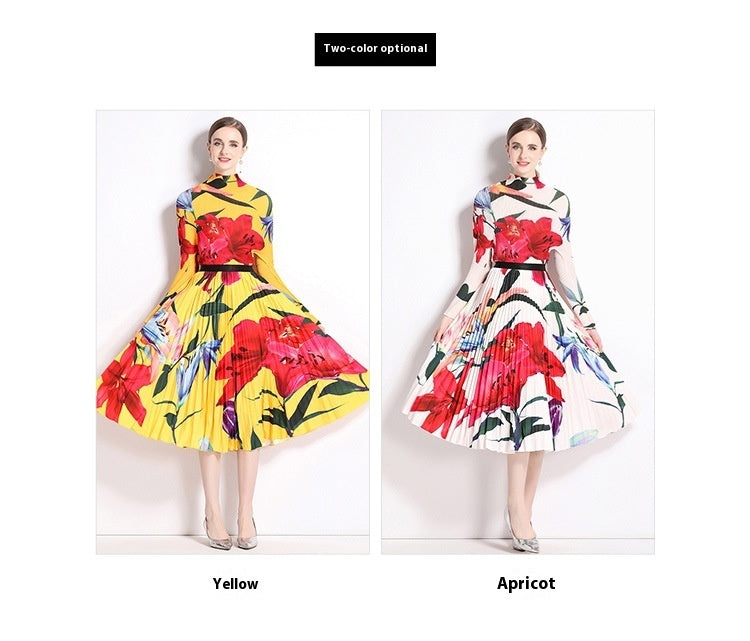 Printed Pleated Dress