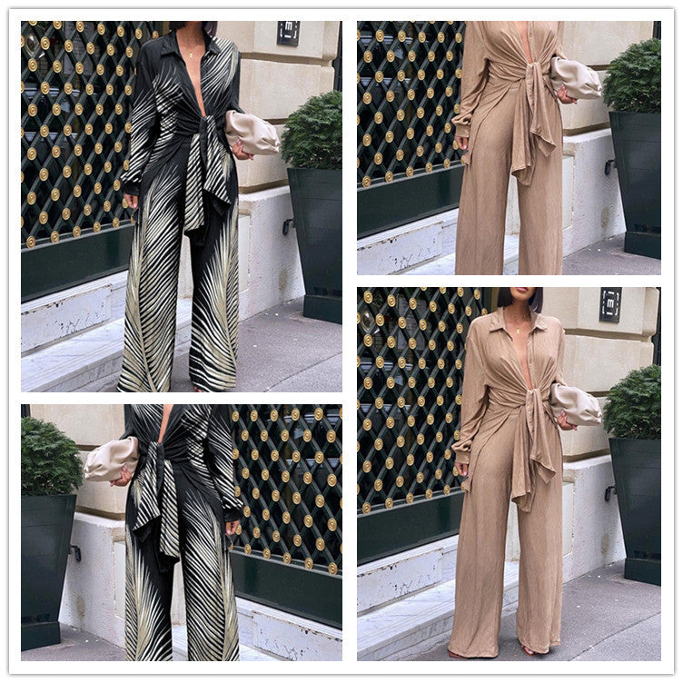 Elegant Wide Leg Pants Suit