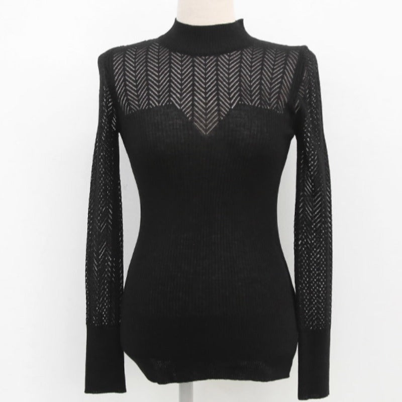 Half Turtleneck Hollow-out Elegant Sweater