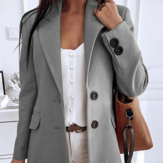 Solid Color Slim Fit Woolen Coat