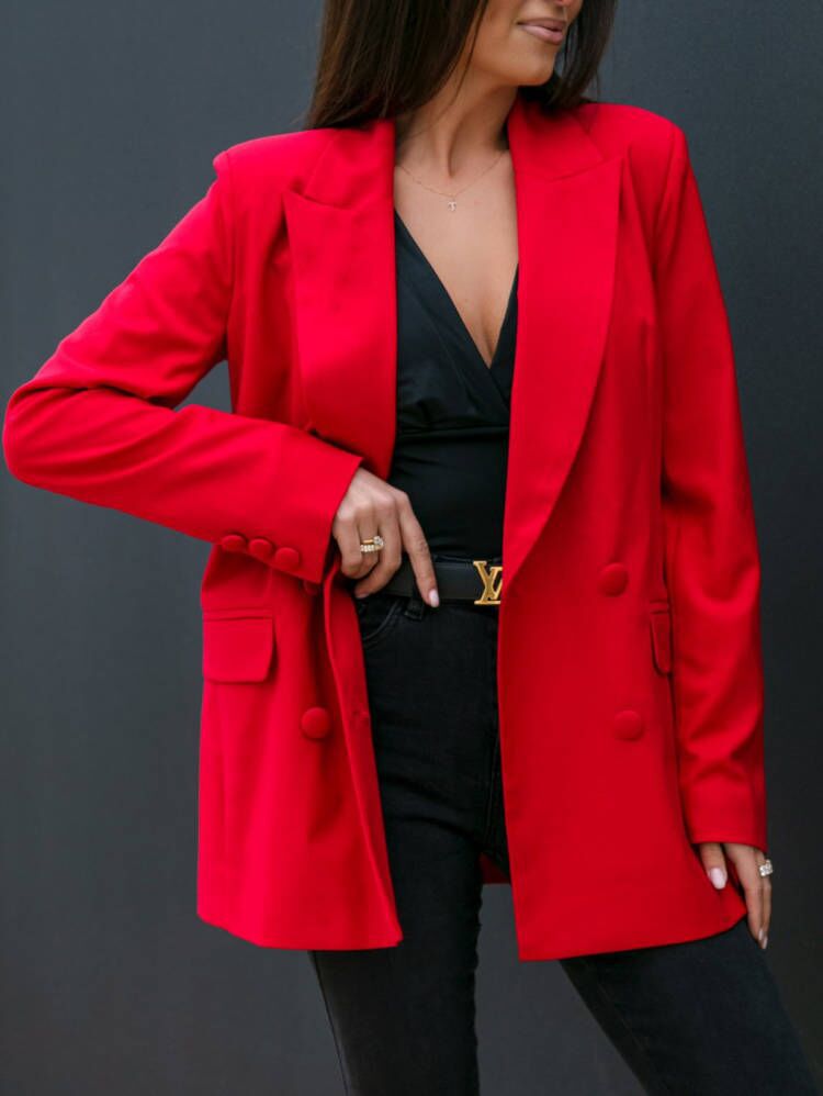 Long-sleeve Double-breasted Blazer