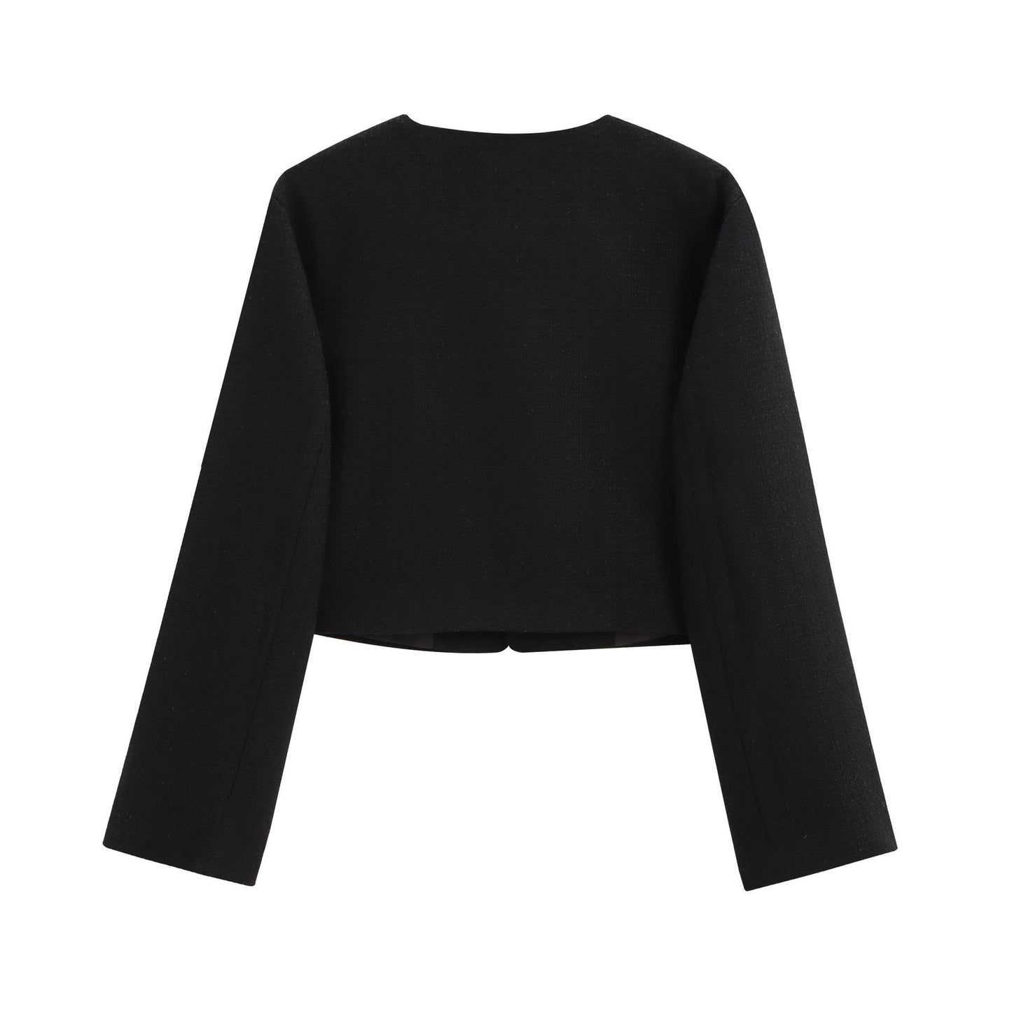 Round neck single-breasted short coat in a stylish design from M Chic Boutique, featuring a tailored fit and classic look.