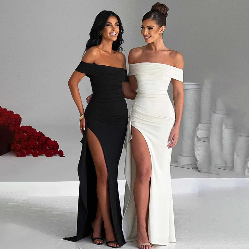 Solid Color Slim Sleeveless Split Dresses