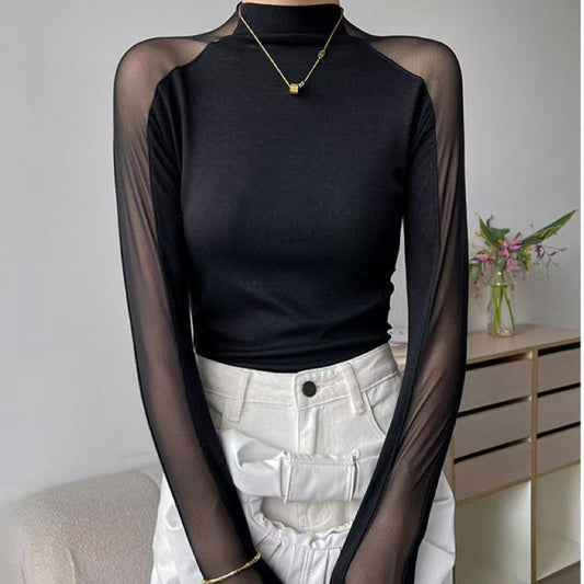 High-Neck Mesh Slimming Top