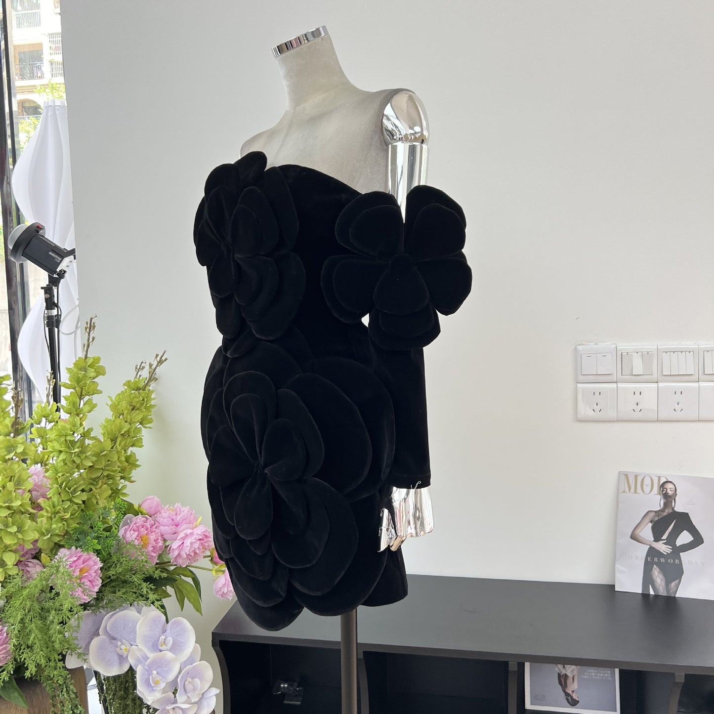 Niche Model Style Socialite Heavy-duty Velvet Tube Top Dress