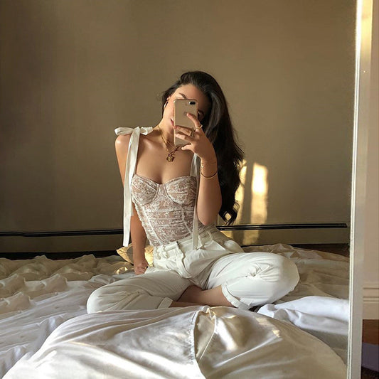 Tulle Vest And Small Suspender Blouse