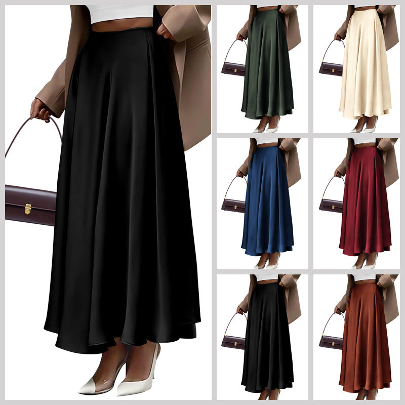 Elegant plus size solid color high waist long skirt for women by M Chic Boutique, showcasing a flowing design and stylish fit.
