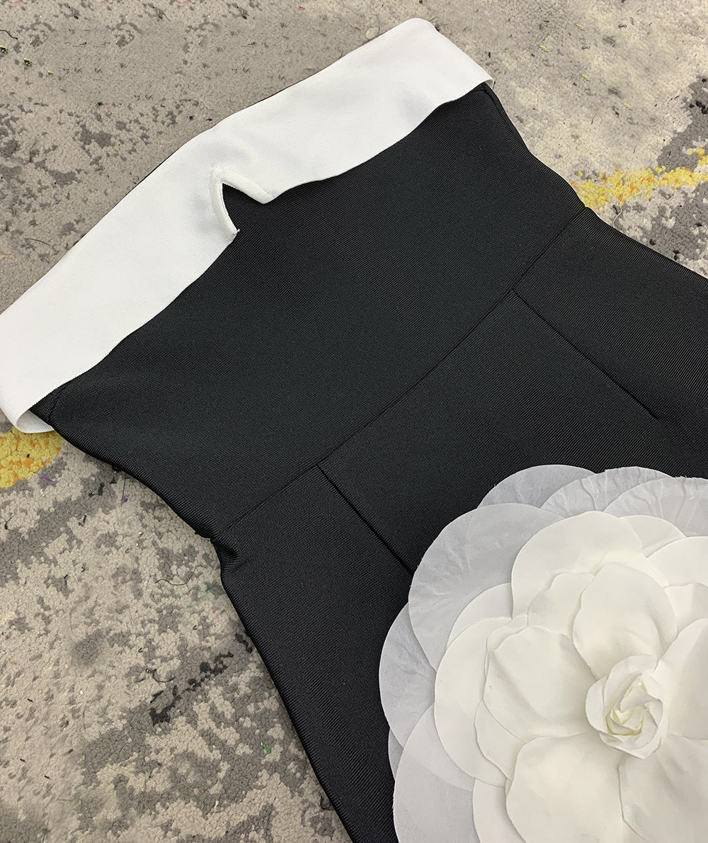 Tube Top Backless 3D Large Flower Socialite Long Dress