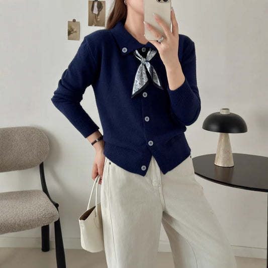 Lapel Scarf Sweater