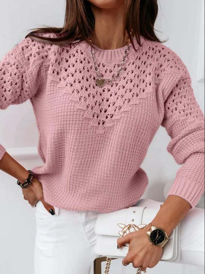 Jacquard Hollow Out Elegant Sweater