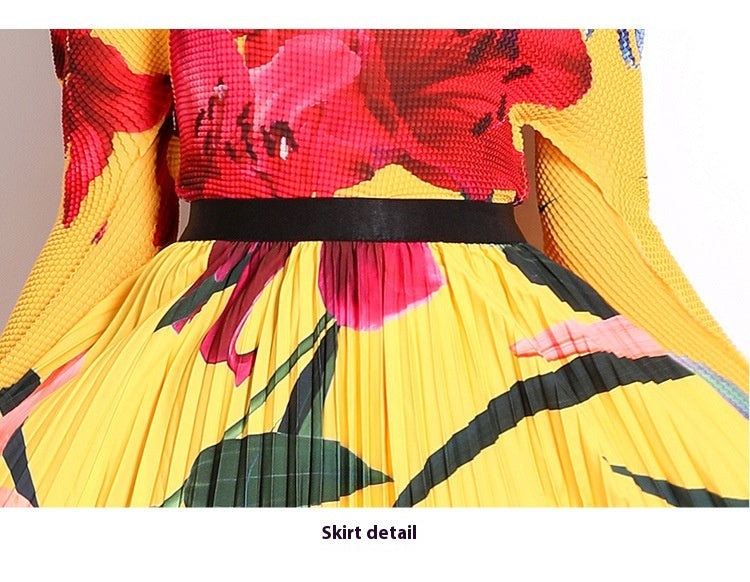 Printed Pleated Dress