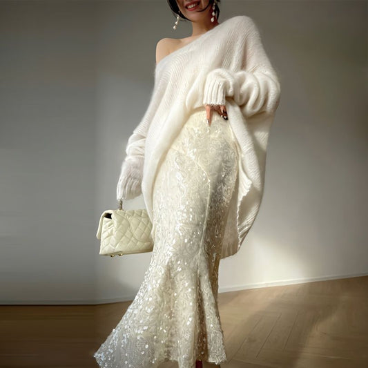 Sequined Fishtail High Quality Hip Warp Skirts