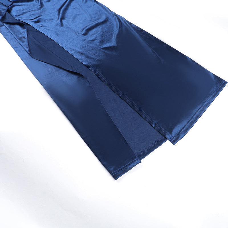 Satin Sexy Slit Gown Dress