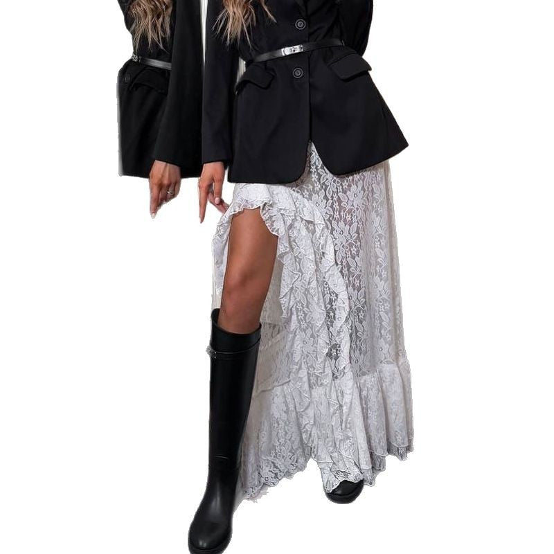 Versatile Lace Slit Skirt