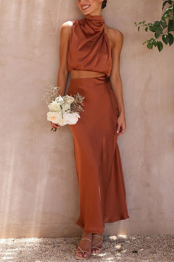 Satin Multi-color Casual Dress