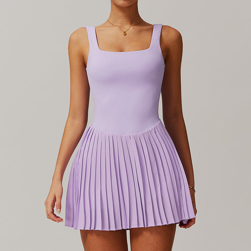 M Chic Boutique tennis skirt base layer dress, activewear with anti-exposure design, lightweight, breathable fabric for athletic comfort.