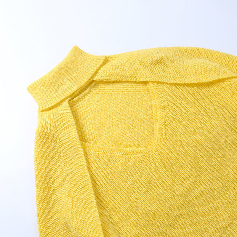 Solid Elegant Hollow Sweater