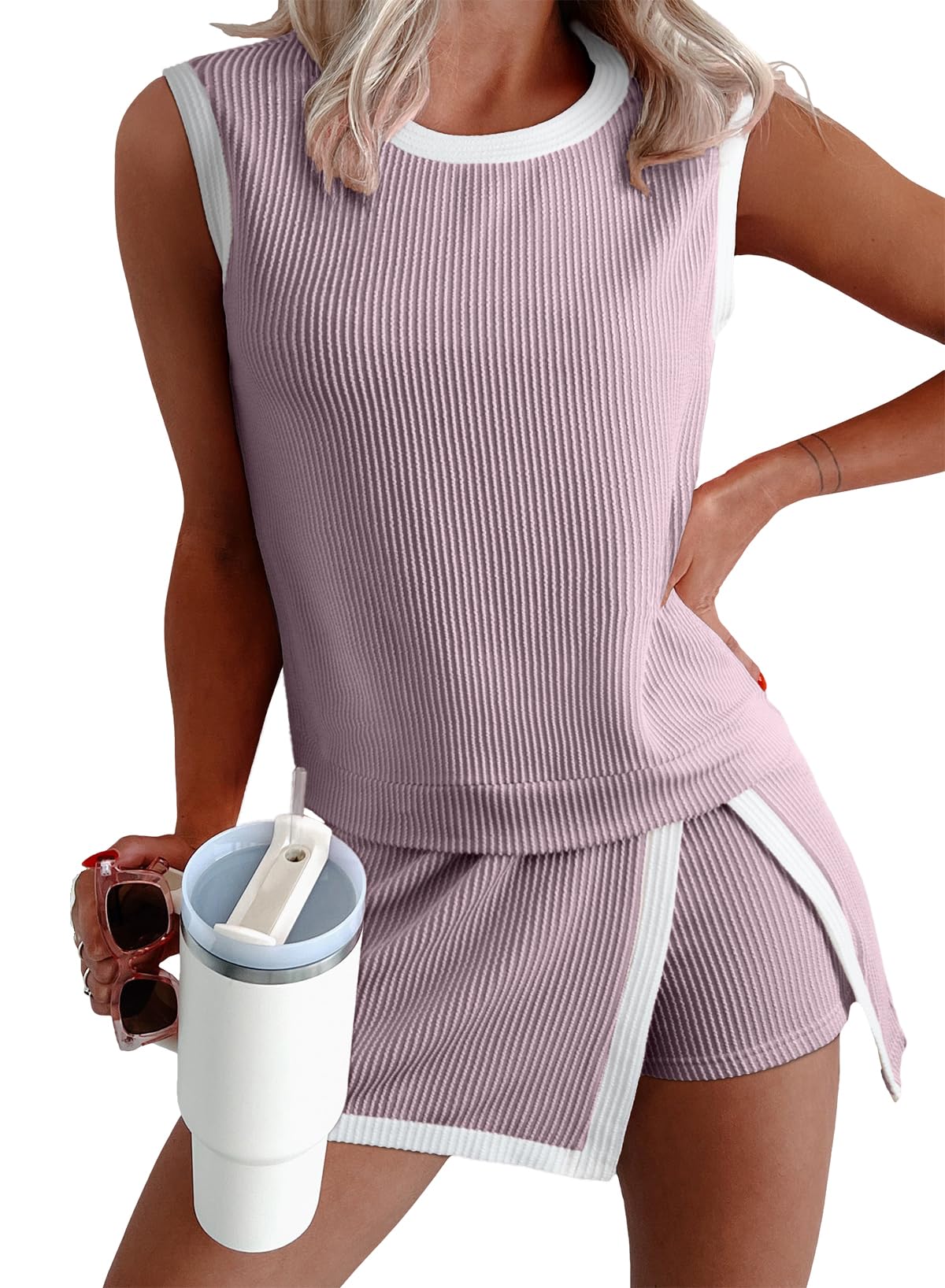 M Chic Boutique lounge athletic two-piece activewear set with matching top and leggings, casual and comfortable for workouts or lounging.