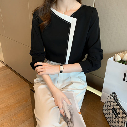 Loose Long-sleeved Chiffon Blouse