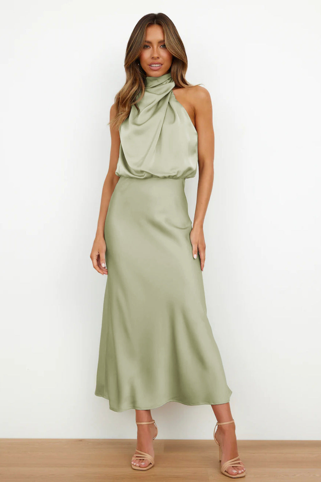Solid Color High-grade Satin Elegant Dress