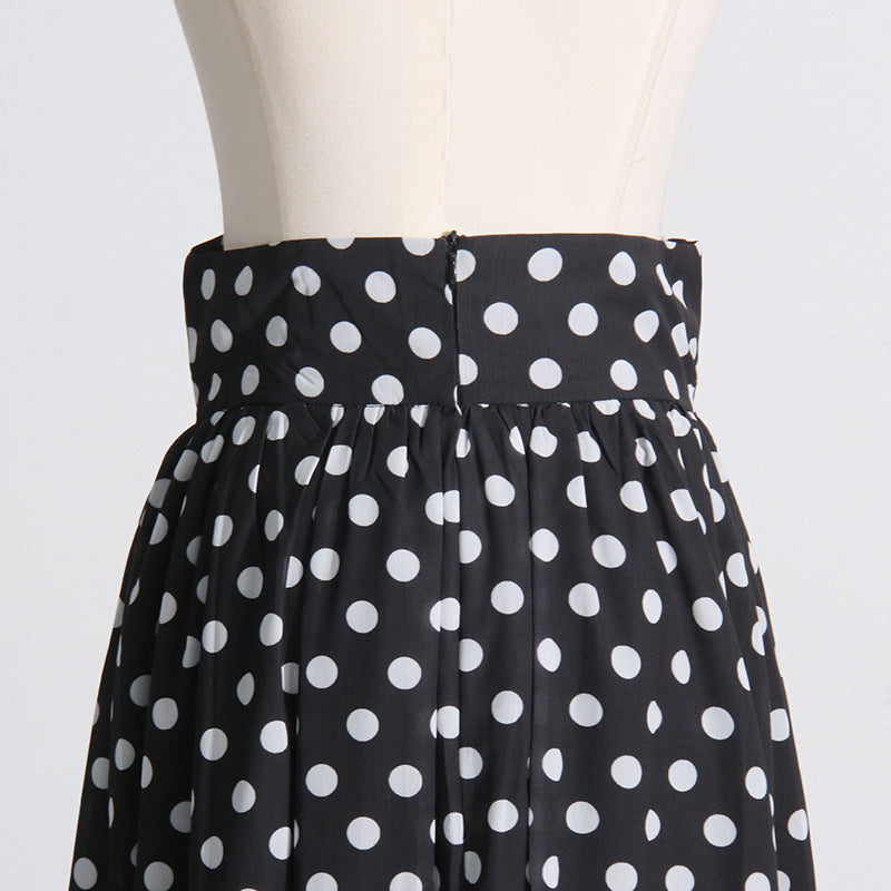 Puff Sleeve Slit Polka Dot Dress