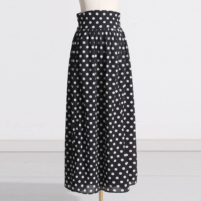 Puff Sleeve Slit Polka Dot Dress