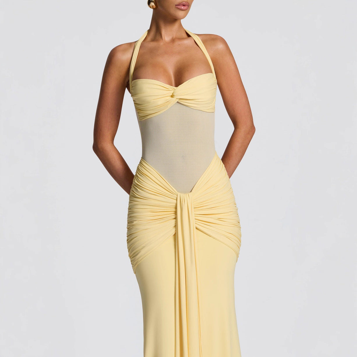 Slim-fit Ribbon Sheath Dress by M Chic Boutique featuring a tailored silhouette and elegant design, shown on a model.