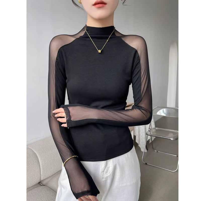 High-Neck Mesh Slimming Top